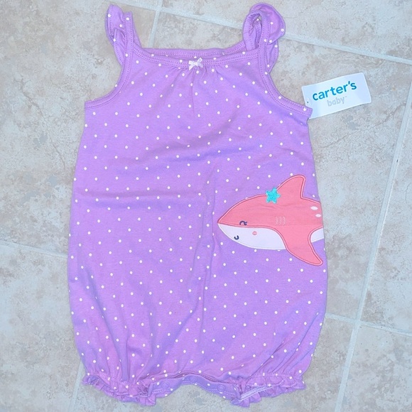 Carter's Baby Purple Polka Dot Romper Size 18M NWT - Picture 1 of 4